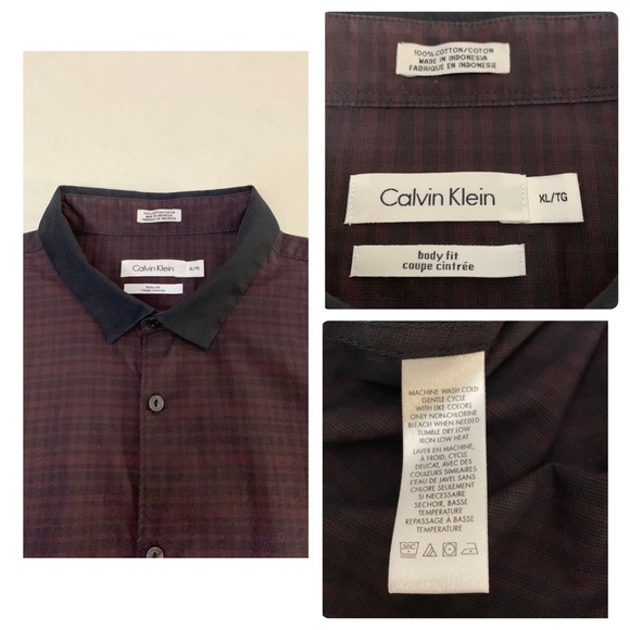 CALVIN KLEIN Body Fit, Plaid Long Sleeve, Sz. XL Button Down Dress Shirt/EUC - Picture 9 of 16